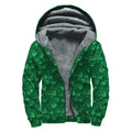 Irish Leaf St. Patrick's Day Print Sherpa Lined Zip Up Hoodie