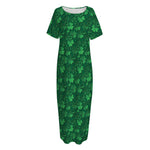 Irish Leaf St. Patrick's Day Print Short Sleeve Long Nightdress