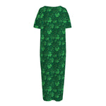 Irish Leaf St. Patrick's Day Print Short Sleeve Long Nightdress