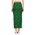 Irish Leaf St. Patrick's Day Print Side Slit Maxi Skirt