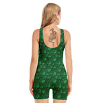 Irish Leaf St. Patrick's Day Print Sleeveless One Piece Swimsuit