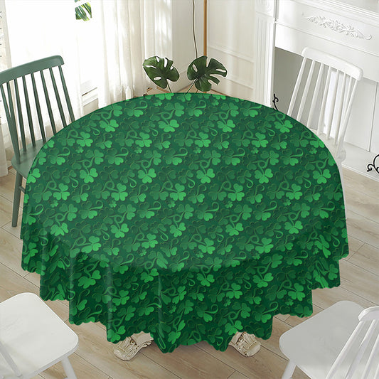 Irish Leaf St. Patrick's Day Print Waterproof Round Tablecloth