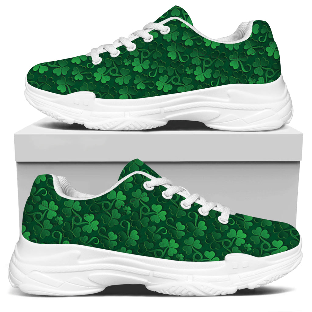 Irish Leaf St. Patrick's Day Print White Chunky Shoes
