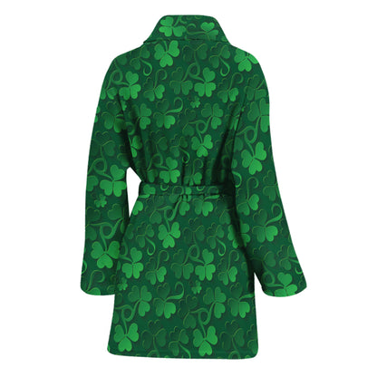 Irish Leaf St. Patrick's Day Print Women's Bathrobe