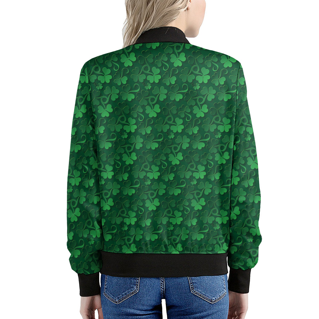 Irish Leaf St. Patrick's Day Print Women's Bomber Jacket