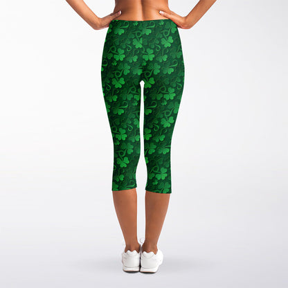 Irish Leaf St. Patrick's Day Print Women's Capri Leggings