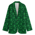 Irish Leaf St. Patrick's Day Print Women's Cotton Blazer