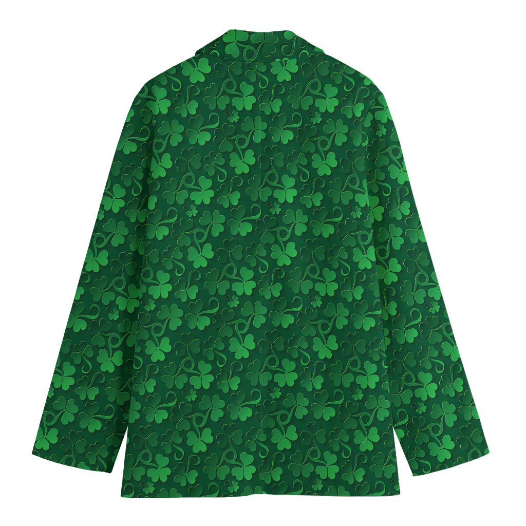 Irish Leaf St. Patrick's Day Print Women's Cotton Blazer