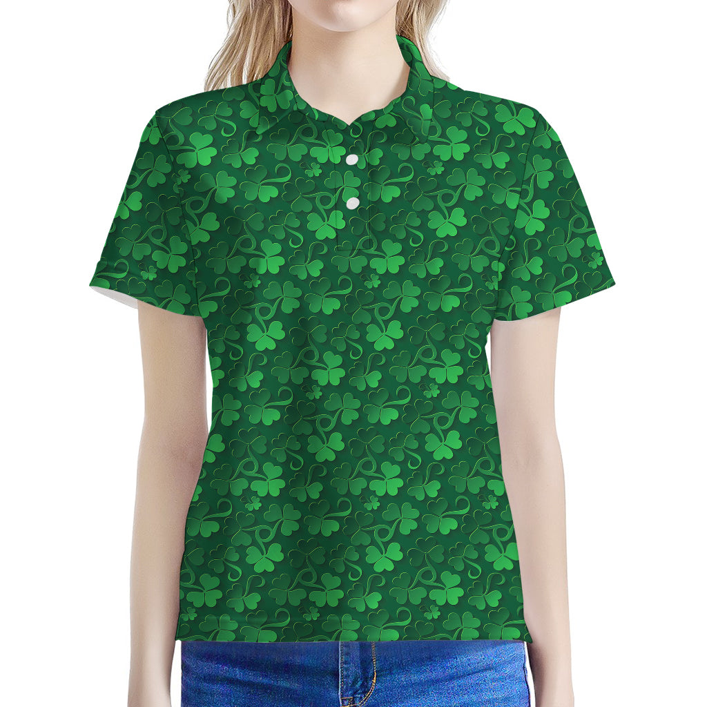Irish Leaf St. Patrick's Day Print Women's Polo Shirt
