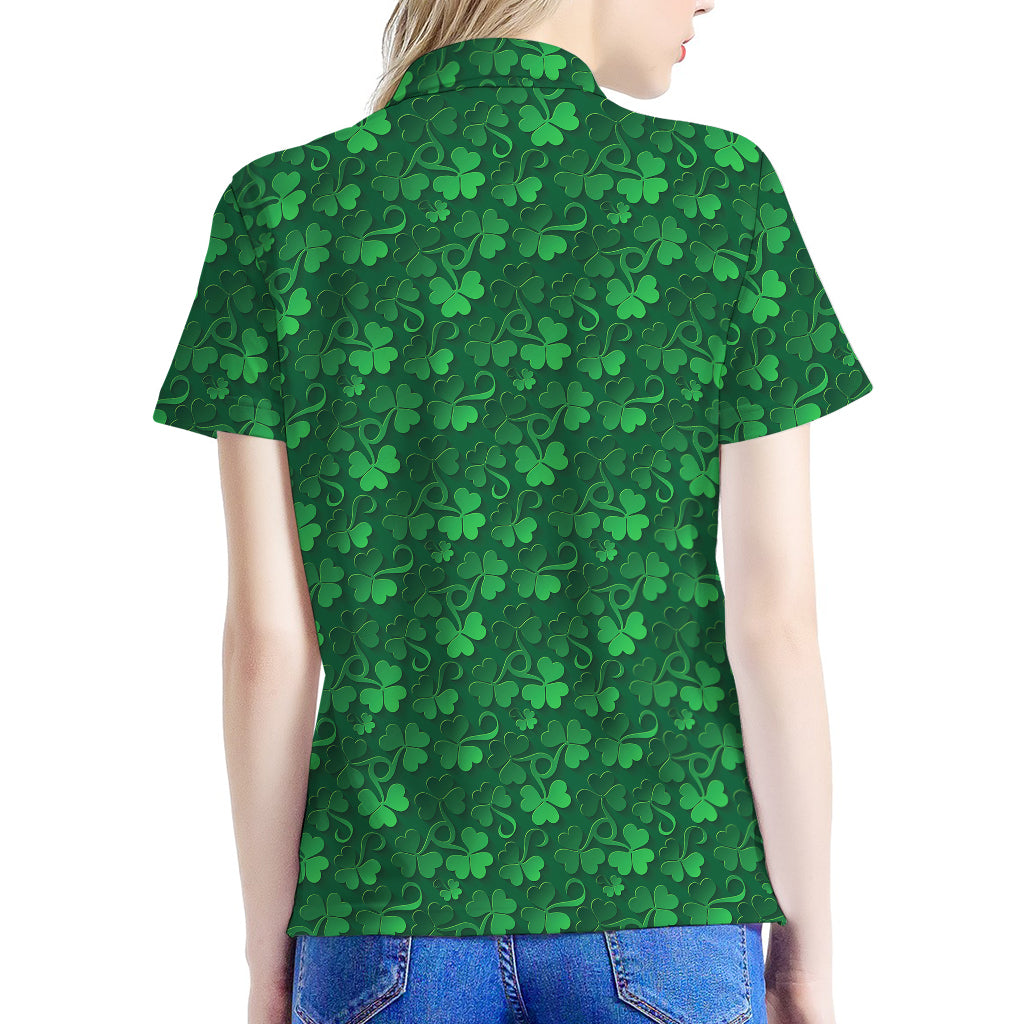 Irish Leaf St. Patrick's Day Print Women's Polo Shirt