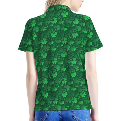 Irish Leaf St. Patrick's Day Print Women's Polo Shirt