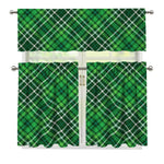 Irish Plaid Pattern Print 3 Piece Kitchen Curtains