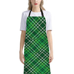 Irish Plaid Pattern Print Bib Apron With Pocket