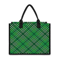 Irish Plaid Pattern Print Canvas Tote Bag