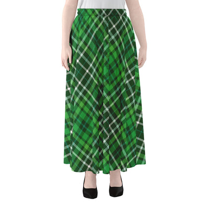 Irish Plaid Pattern Print Chiffon Maxi Skirt