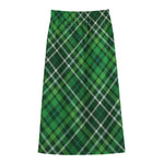 Irish Plaid Pattern Print Cotton Front Slit Maxi Skirt