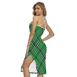 Irish Plaid Pattern Print Cross Back Cami Dress
