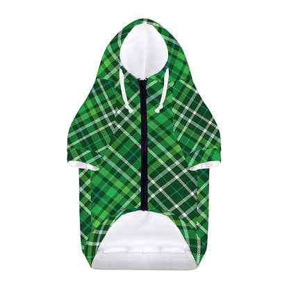 Irish Plaid Pattern Print Dog Zip Up Hoodie