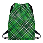 Irish Plaid Pattern Print Drawstring Backpack