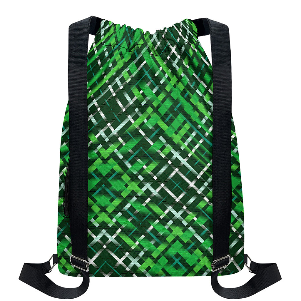Irish Plaid Pattern Print Drawstring Backpack