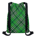 Irish Plaid Pattern Print Drawstring Backpack