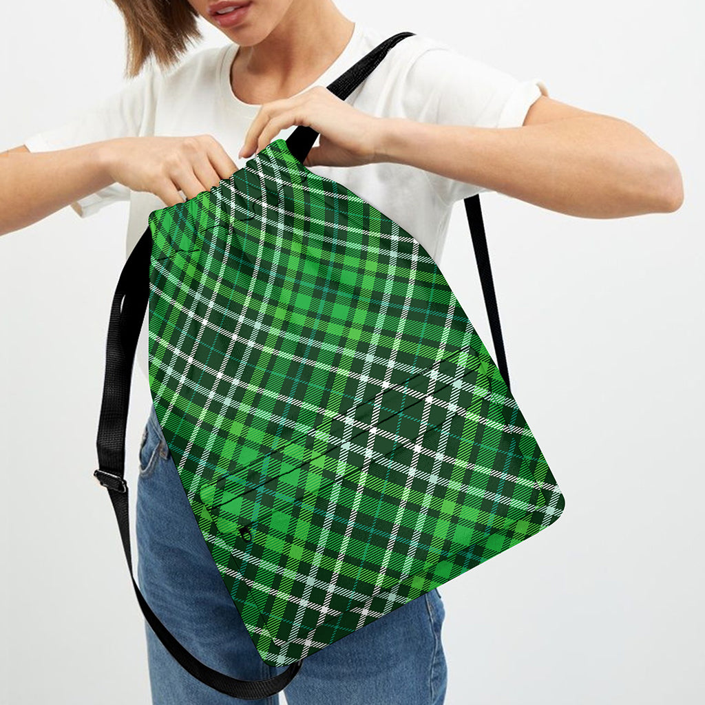 Irish Plaid Pattern Print Drawstring Backpack