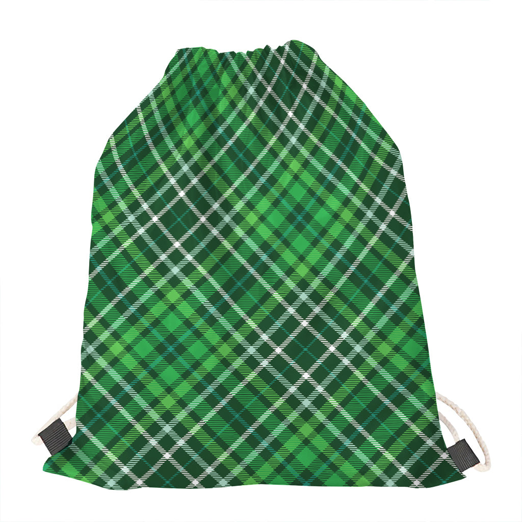 Irish Plaid Pattern Print Drawstring Bag