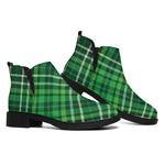 Irish Plaid Pattern Print Flat Ankle Boots