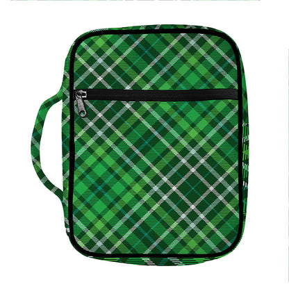 Irish Plaid Pattern Print Front Pocket Bible Bag