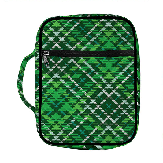 Irish Plaid Pattern Print Front Pocket Bible Bag