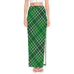 Irish Plaid Pattern Print High Slit Maxi Skirt