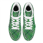 Irish Plaid Pattern Print High Top Leather Sneakers