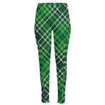Irish Plaid Pattern Print High-Waisted Pocket Leggings