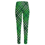 Irish Plaid Pattern Print High-Waisted Pocket Leggings
