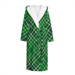 Irish Plaid Pattern Print Hooded Bathrobe