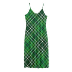 Irish Plaid Pattern Print Jersey Midi Cami Dress
