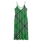 Irish Plaid Pattern Print Jersey Midi Cami Dress