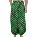 Irish Plaid Pattern Print Lantern Pants