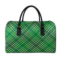 Irish Plaid Pattern Print Leather Duffel Bag