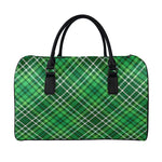 Irish Plaid Pattern Print Leather Duffle Bag