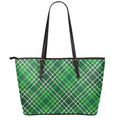 Irish Plaid Pattern Print Leather Tote Bag With Zipper