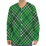 Irish Plaid Pattern Print Long Sleeve Baseball Jersey
