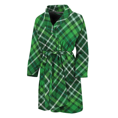 Irish Plaid Pattern Print Men's Bathrobe