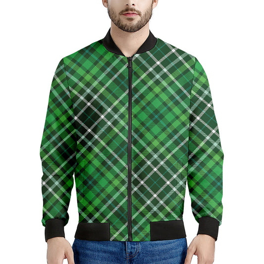Irish Plaid Pattern Print Men's Bomber Jacket