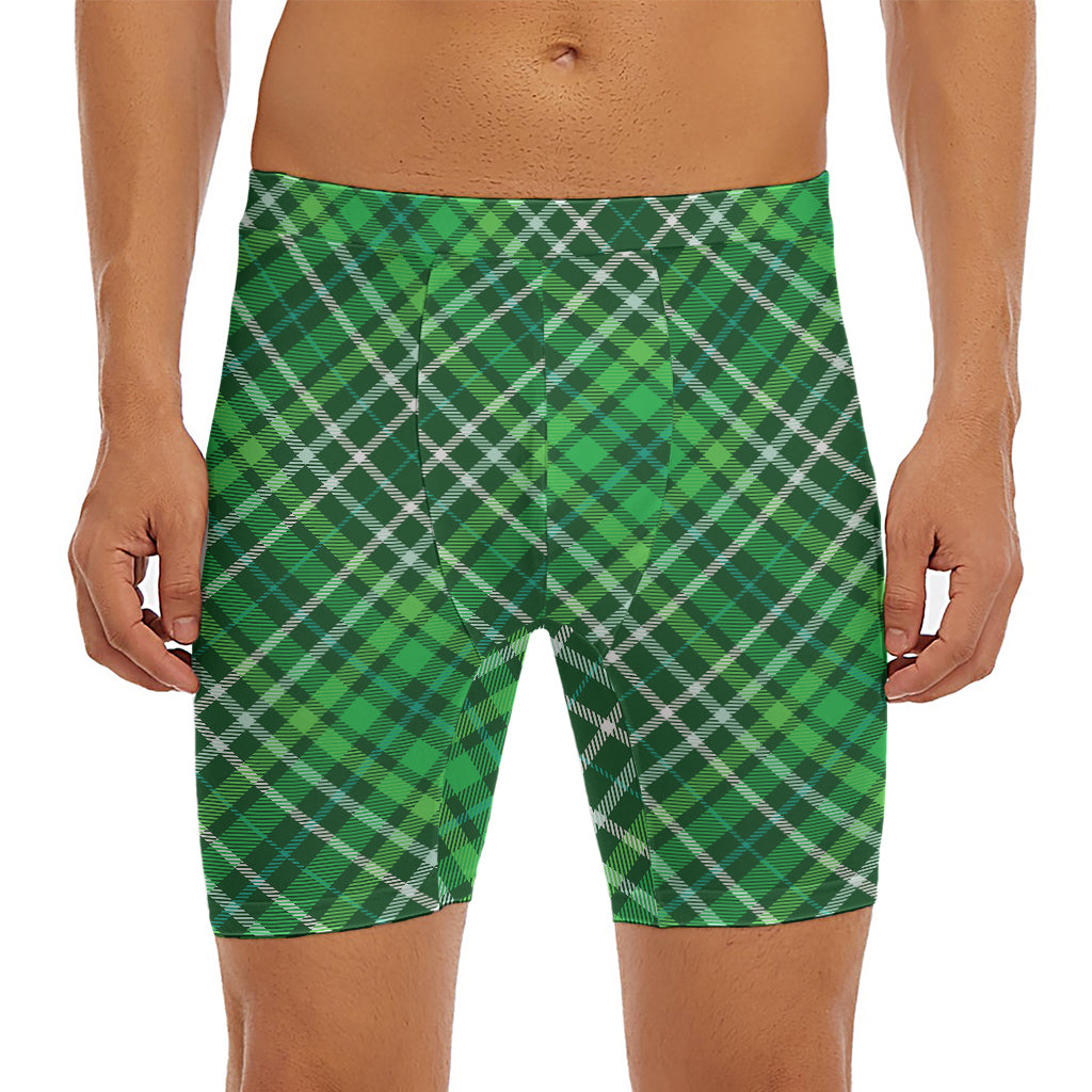 Irish Plaid Pattern Print Men's Long Boxer Briefs