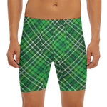 Irish Plaid Pattern Print Men's Long Boxer Briefs