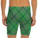 Irish Plaid Pattern Print Men's Long Boxer Briefs