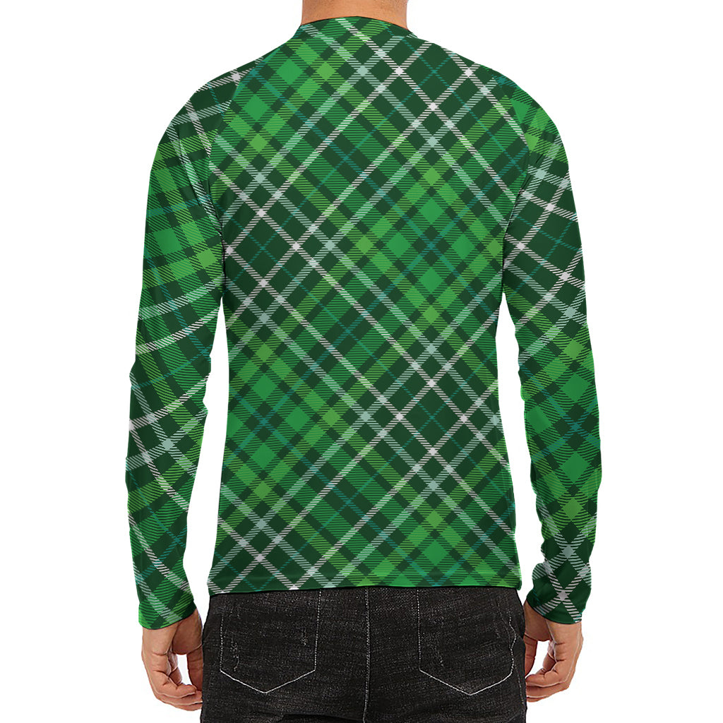 Irish Plaid Pattern Print Men's Long Sleeve Rash Guard