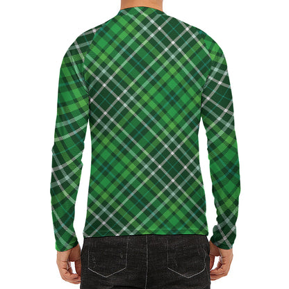 Irish Plaid Pattern Print Men's Long Sleeve Rash Guard