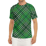 Irish Plaid Pattern Print Men's Short Sleeve Rash Guard
